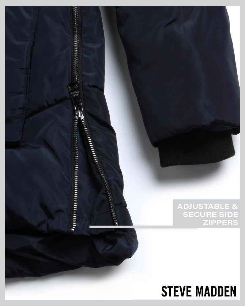 Steve Madden Women's Long Down Puffer Jacket, Indigo Heather, S - Image 5